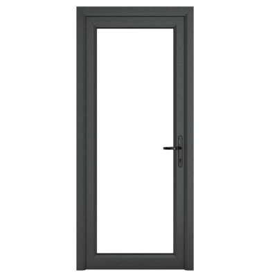 crystal direct grey upvc full glass clear double glazed single external door (left hand open)