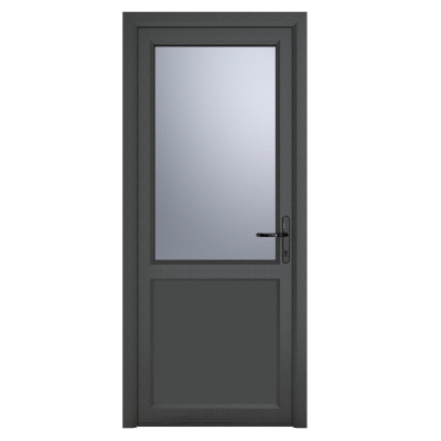 crystal direct grey upvc 2 panel obscure double glazed single external door left hand open