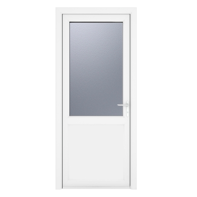 crystal direct white upvc 2 panel obscure double glazed single external door left hand open