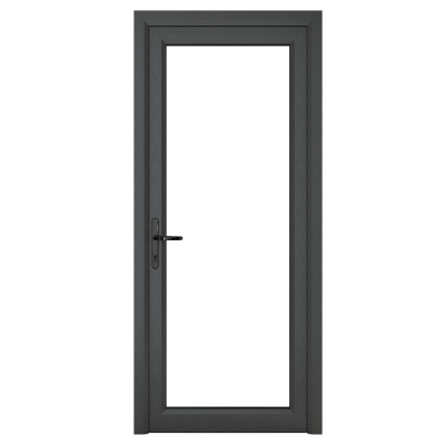 crystal direct grey upvc full glass clear double glazed single external door (right hand open)