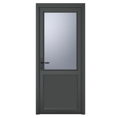 crystal direct grey upvc 2 panel obscure double glazed external door right hand open