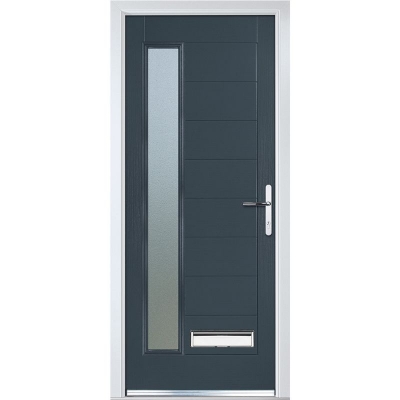 crystal direct anthracite grey pre-finished glazed long glass composite front door 2055 x 920mm