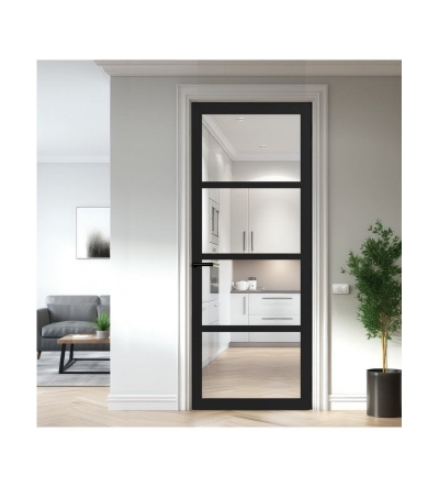 eco-urban handmade internal brooklyn 4 panel glazed clear glass black door premium black primed coating dd6308g